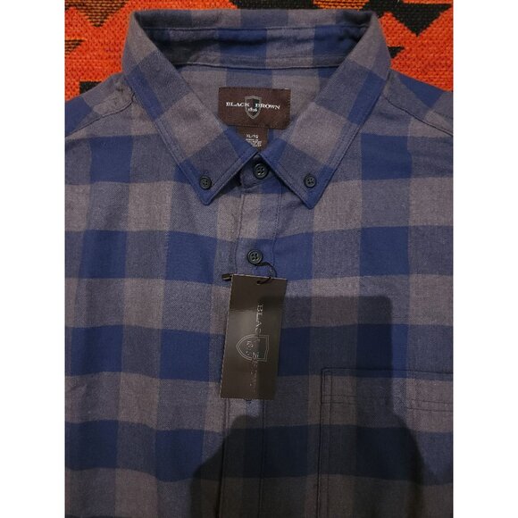 Black Brown 1826 Men's XL Blue & Gray Plaid Button-Down Shirt - Picture 6 of 13